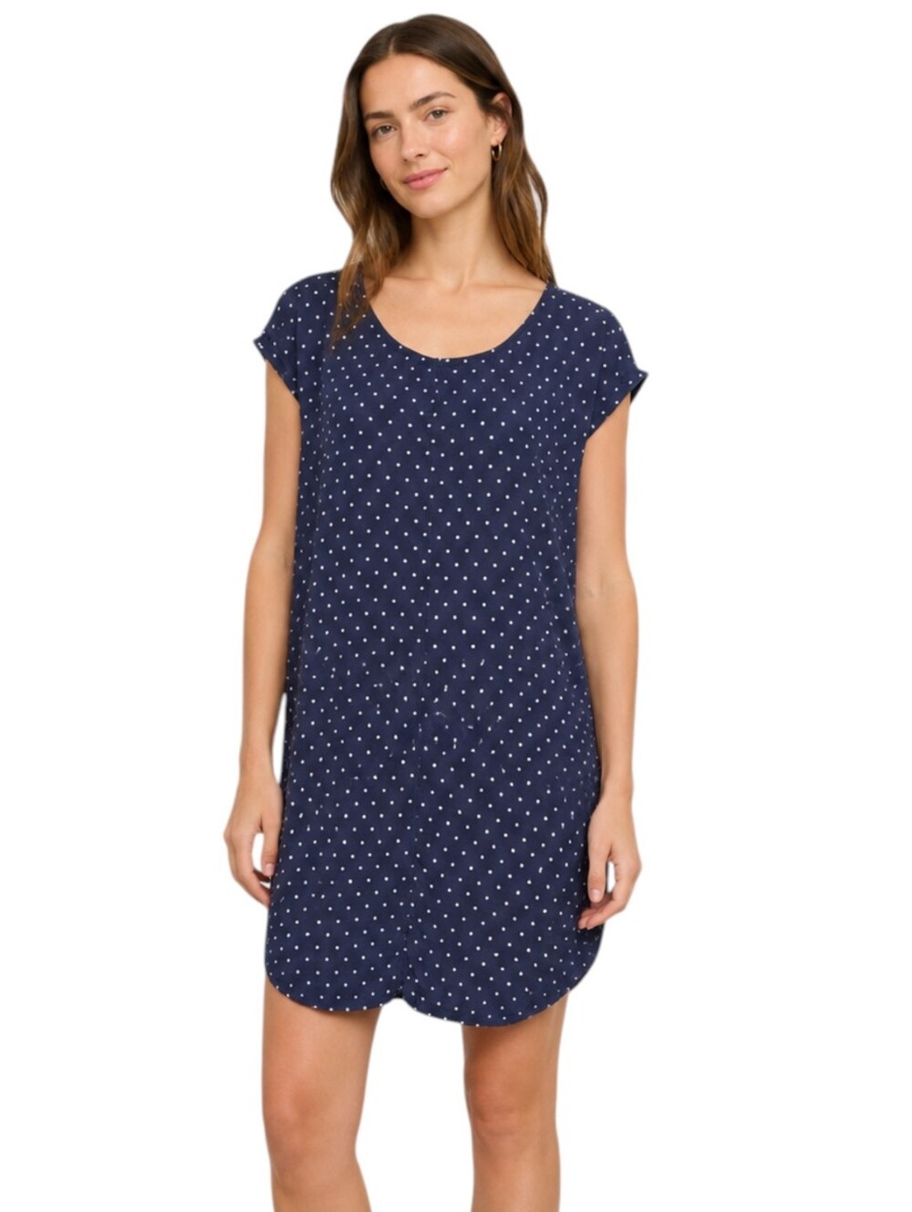 Madewell Navy White Polka Dot Tunic Shift Dress Viscose Small